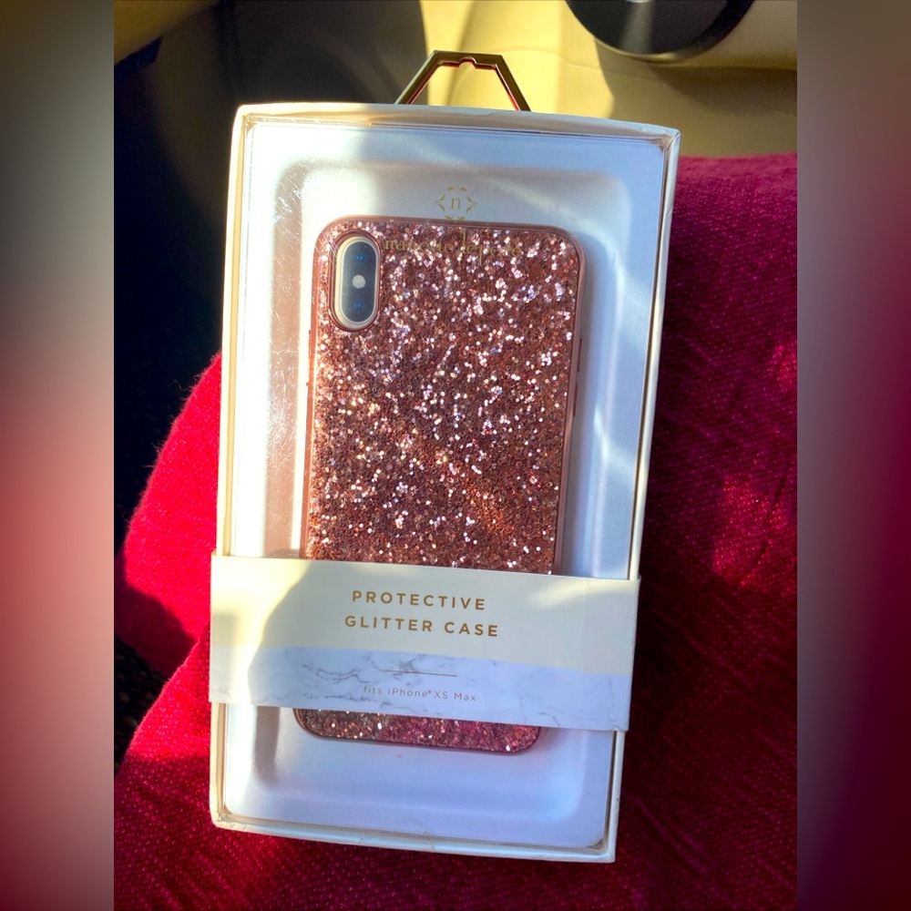 Nanette Lepore “iPhone XS Max Protective Case” Rose Pink Glitter NEW in Box